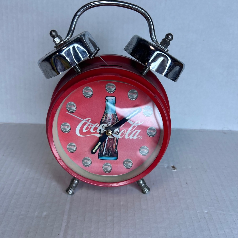 Vintage Coca-Cola Twin Bell Alarm Clock Red Metal Coke Bottle 1996
(Not Tested)